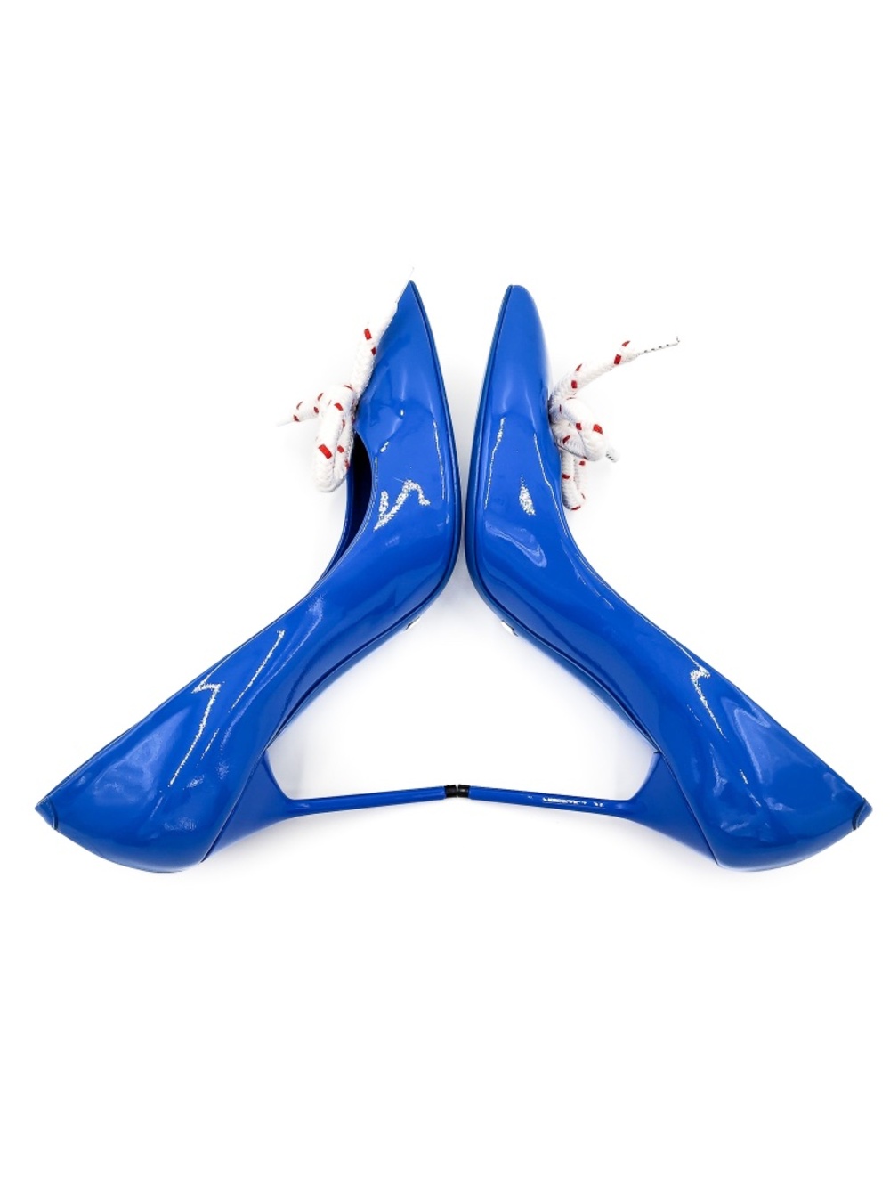 Burberry London Blue Patent Leather Nautical Bow Heel Pumps EU 39 - Picture 7 of 10